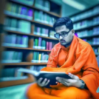Indian student reading