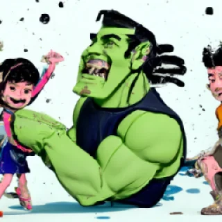 Hulk playing with kids